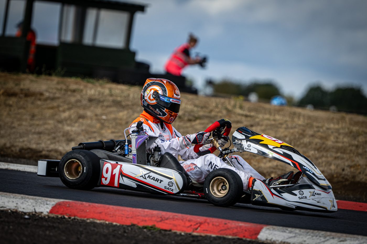 Nelson Taylor's kart 91 through a corner at Shenington