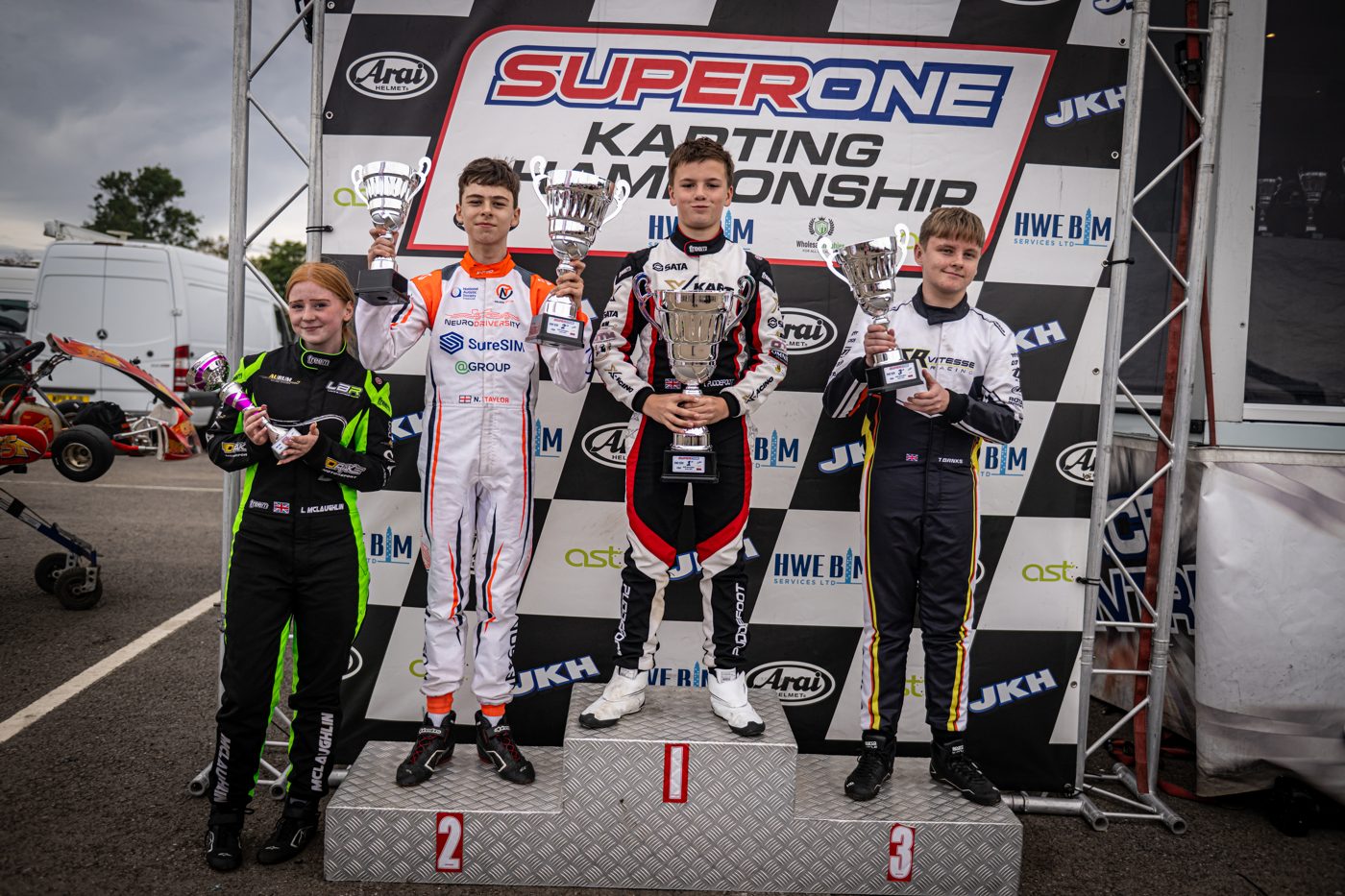 Nelson Taylor on the SuperOne podium at Shenington, P2