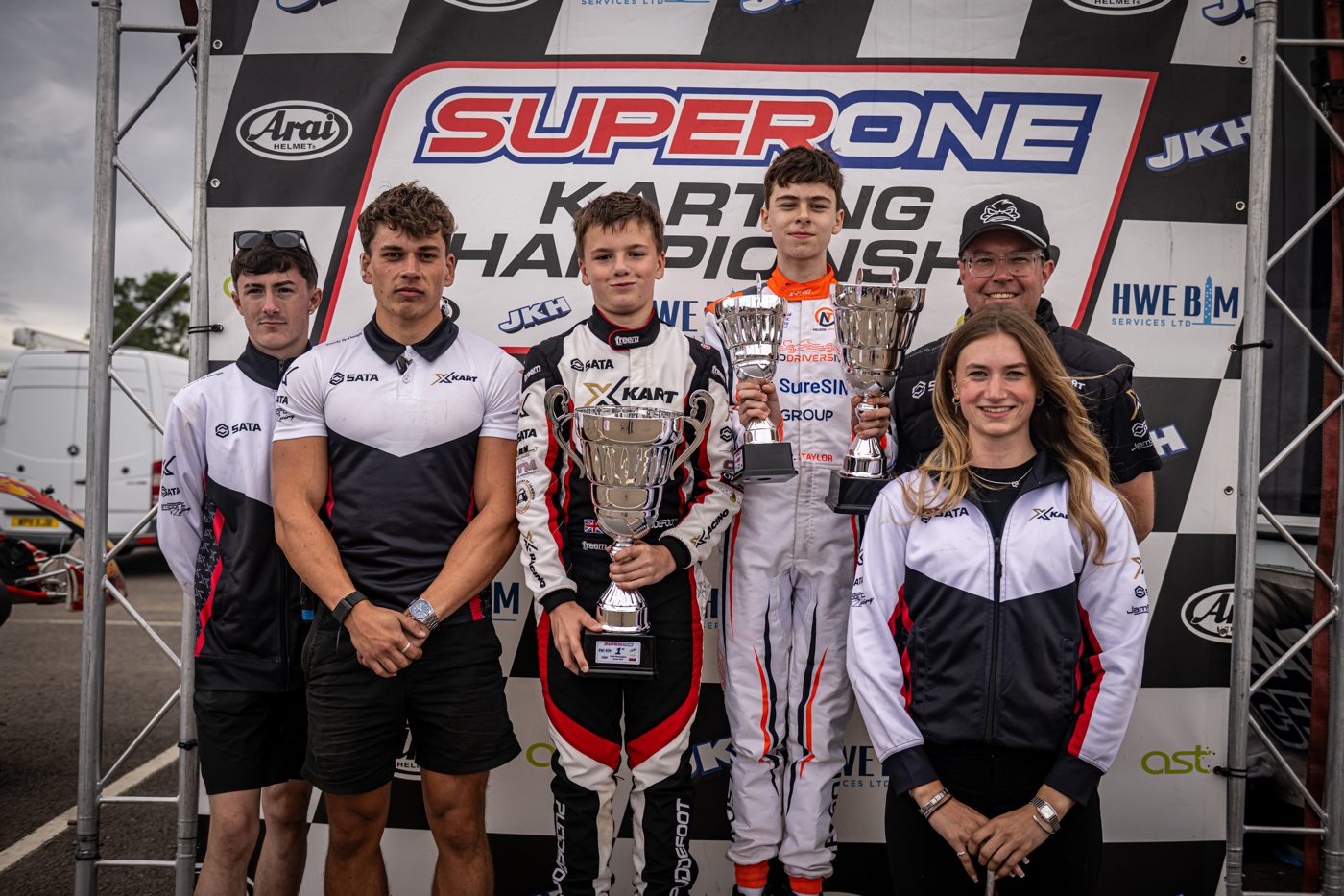Nelson Taylor and the team on the podium at Shenington